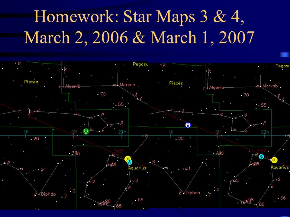 Homework: Star Maps 3 & 4, March 2, 2006 & March 1, 2007
