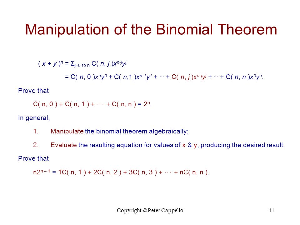 Binomial Coefficients Selected Exercises Ppt Video Online Download