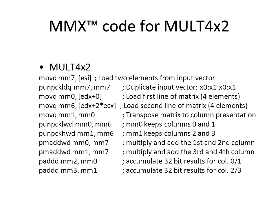 Mmx Accelerated Matrix Multiplication Ppt Video Online Download