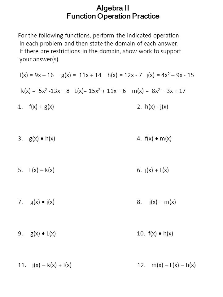 Algebra Ii Function Operation Examples Ppt Download