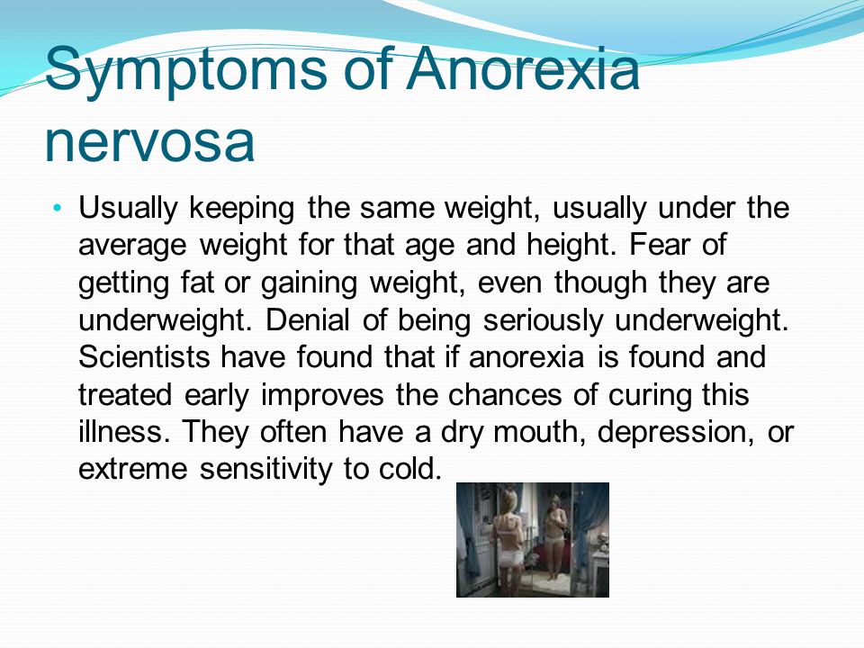 Symptoms of Anorexia nervosa