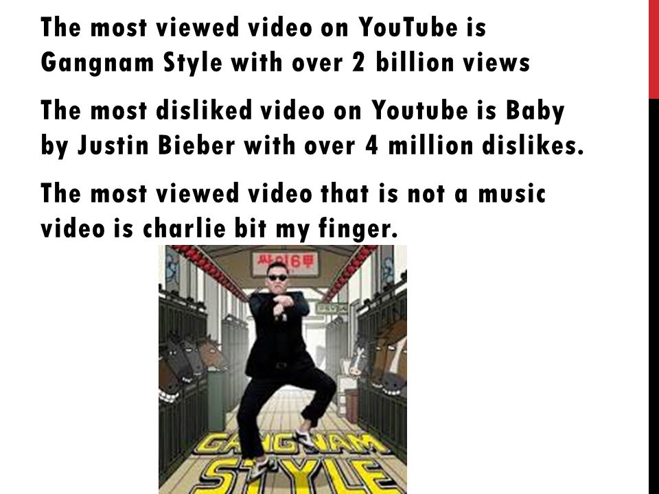 The most viewed video on YouTube is Gangnam Style with over 2 billion views