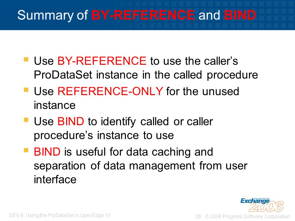 Summary of BY-REFERENCE and BIND