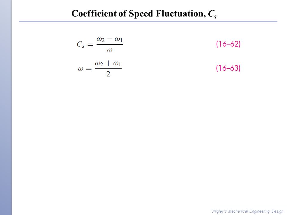 Coefficient of Speed Fluctuation, Cs