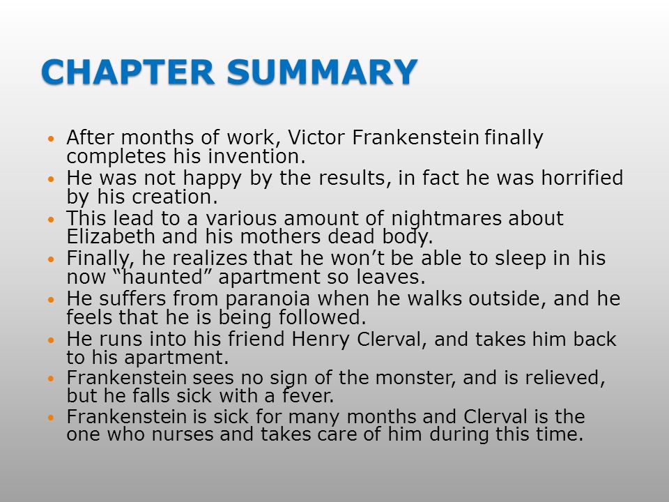 FRANKENSTEIN: CHAPTER 5 - ppt download