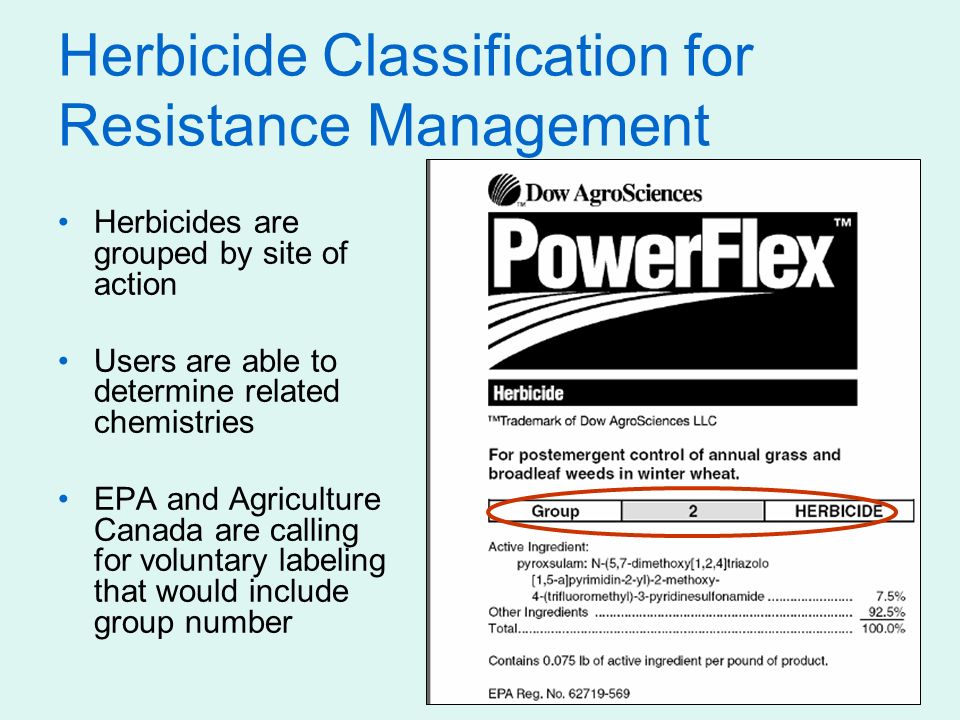 Herbicide Classification Chart