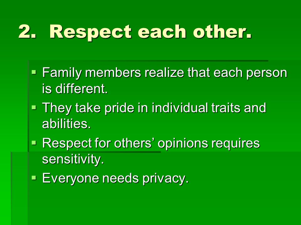 we have to respect each other