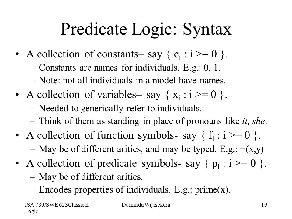 Predicate Logic: Syntax