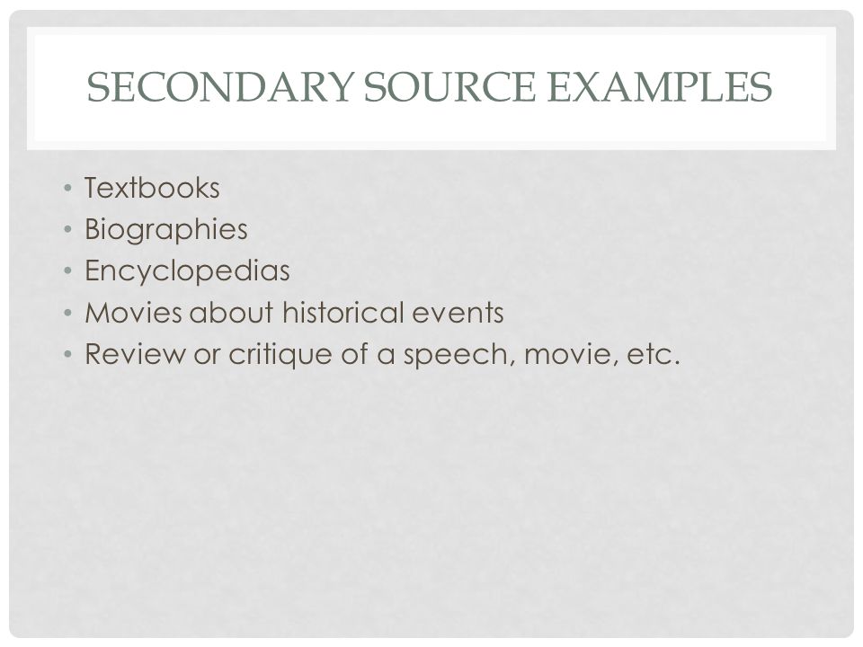 Secondary source examples