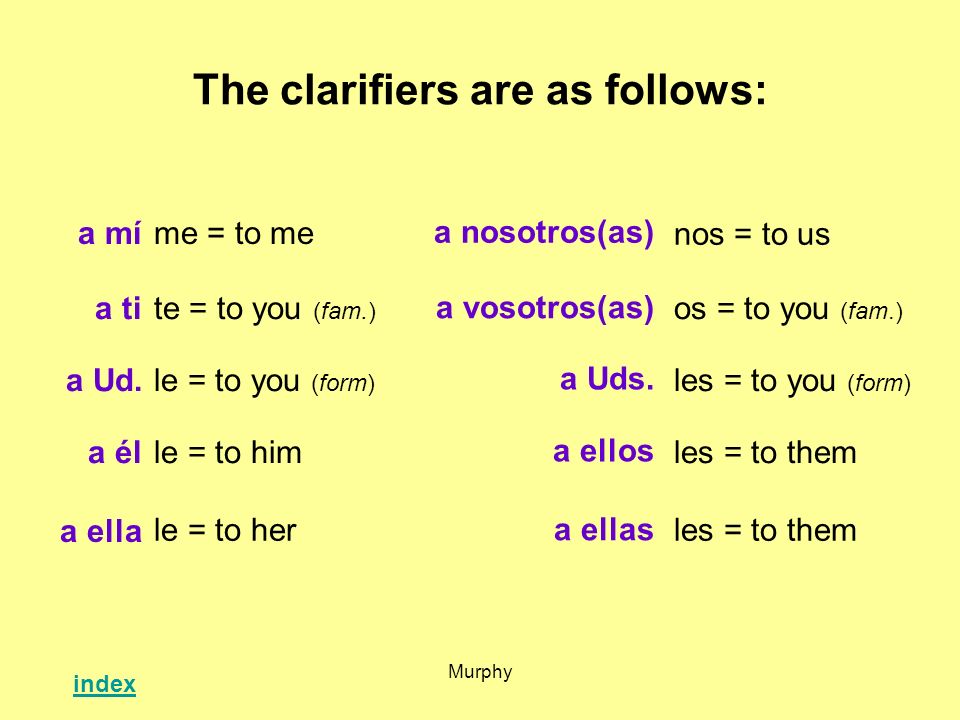 The clarifiers are as follows: