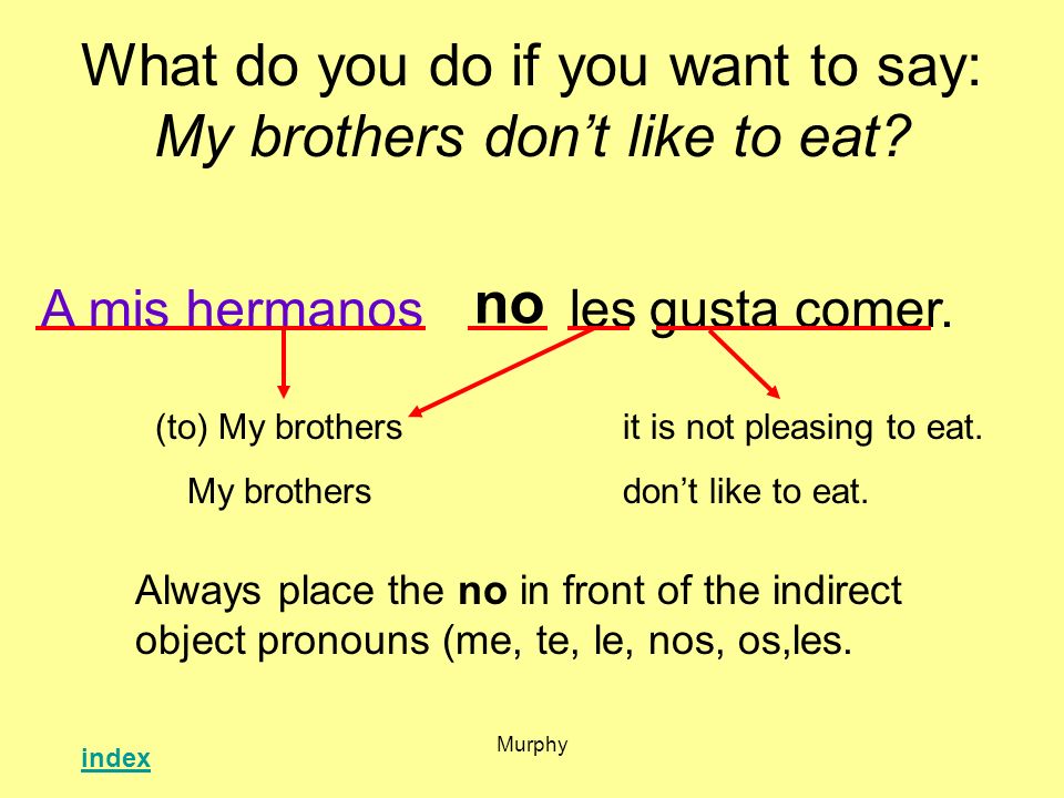 What do you do if you want to say: My brothers don’t like to eat