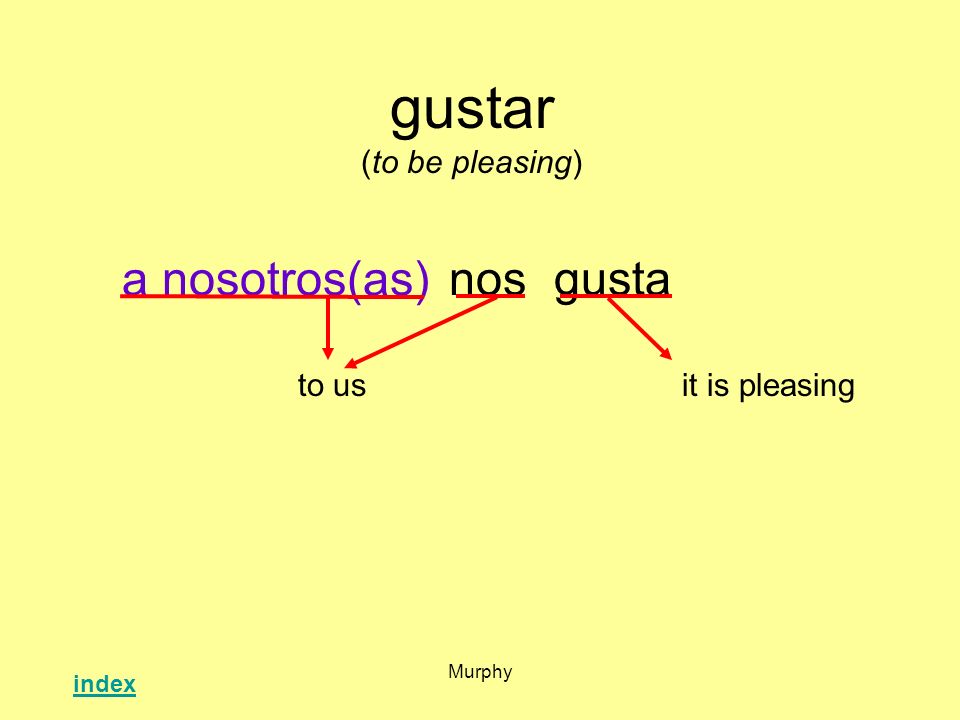 gustar (to be pleasing)