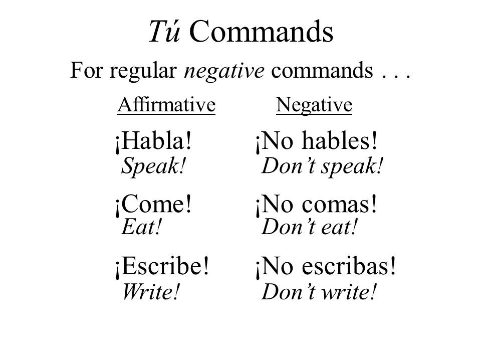 For regular negative commands . . .