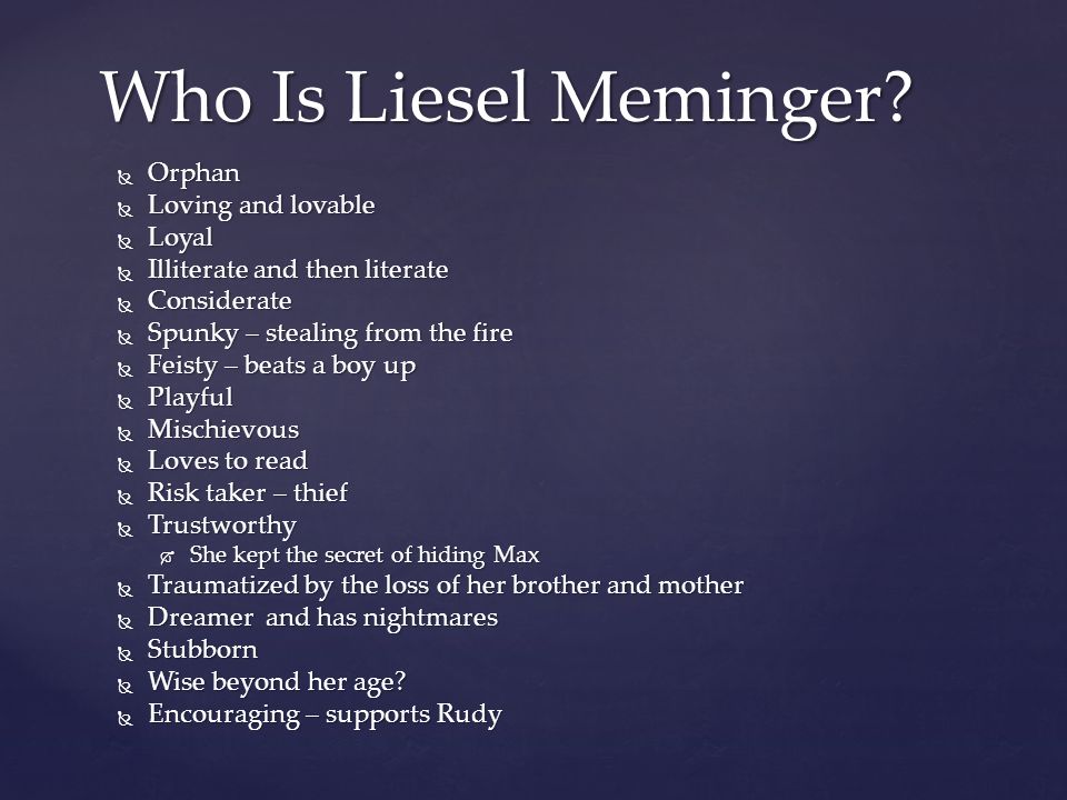 liesel meminger personality