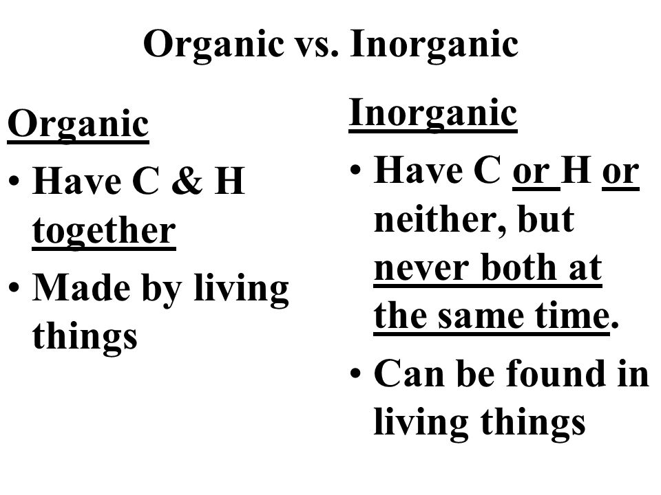 Difference Organic And Inorganic Molecules