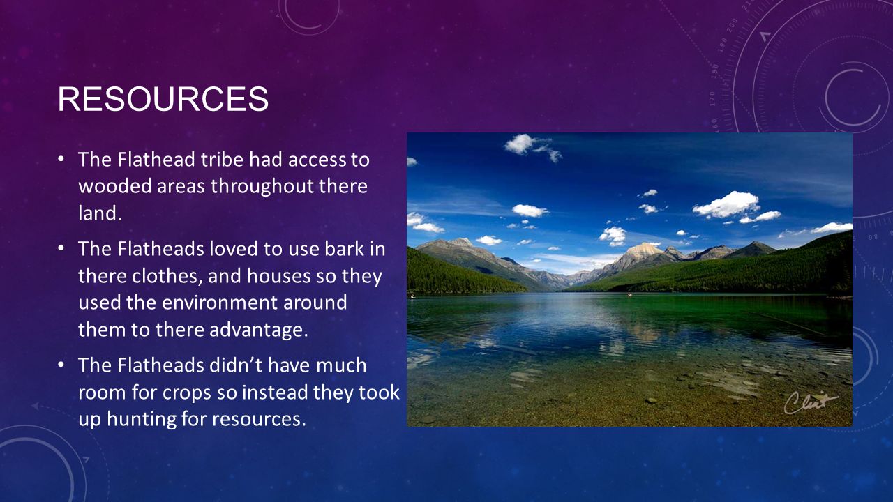 Resources The Flathead tribe had access to wooded areas throughout there land.