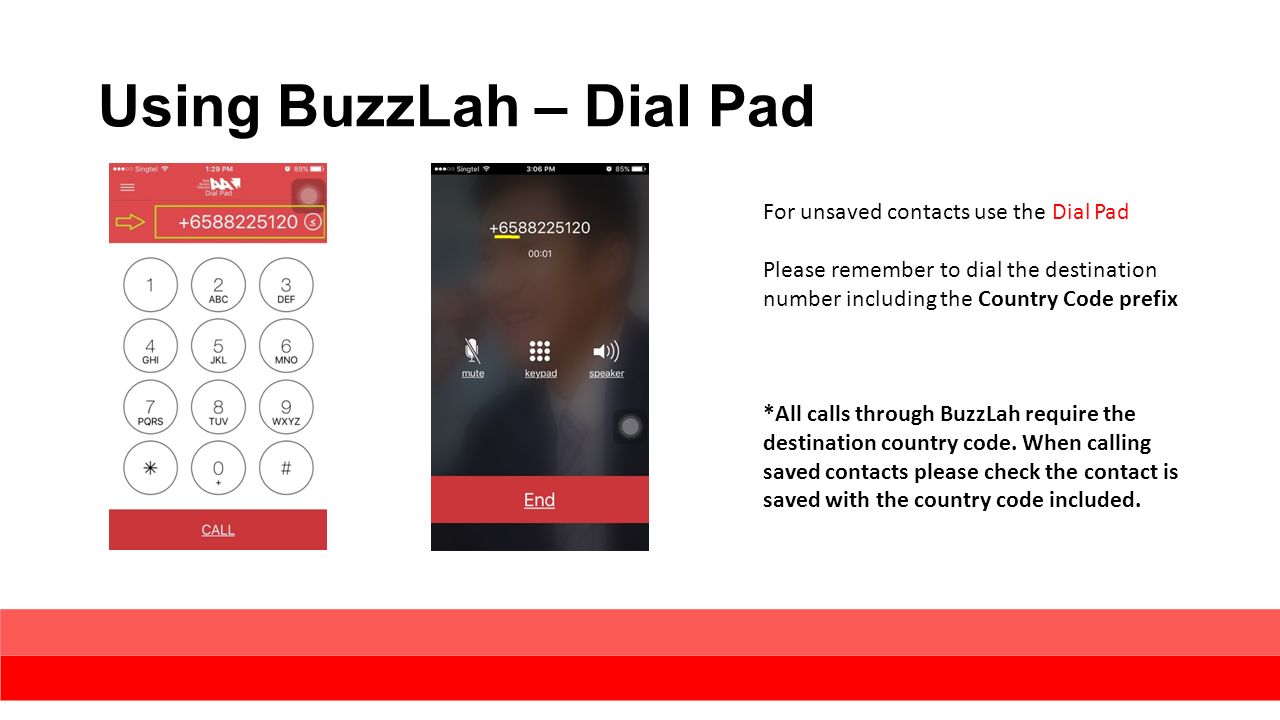 Using BuzzLah – Dial Pad