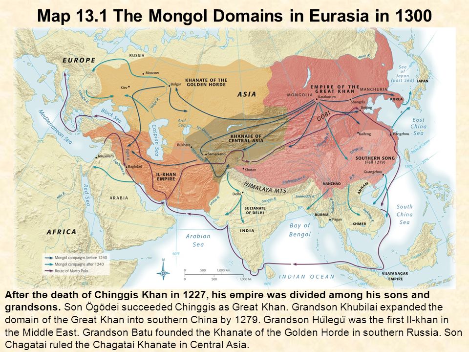 Map 13.1 The Mongol Domains in Eurasia in 1300