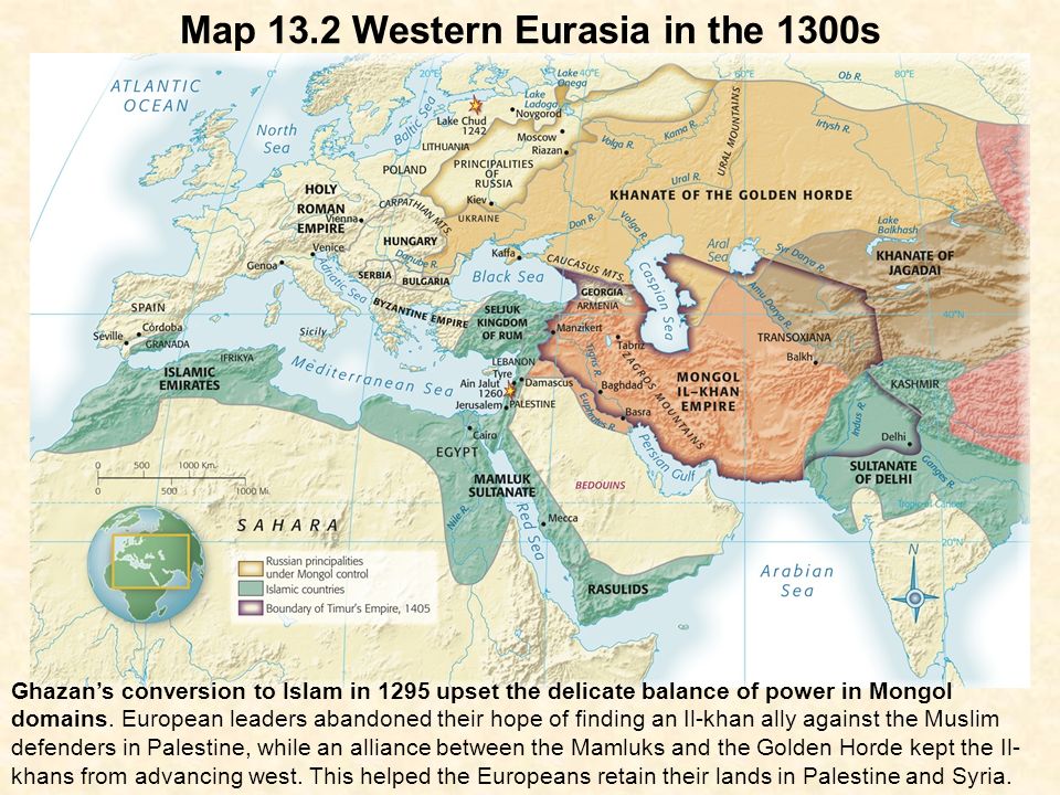 Map 13.2 Western Eurasia in the 1300s