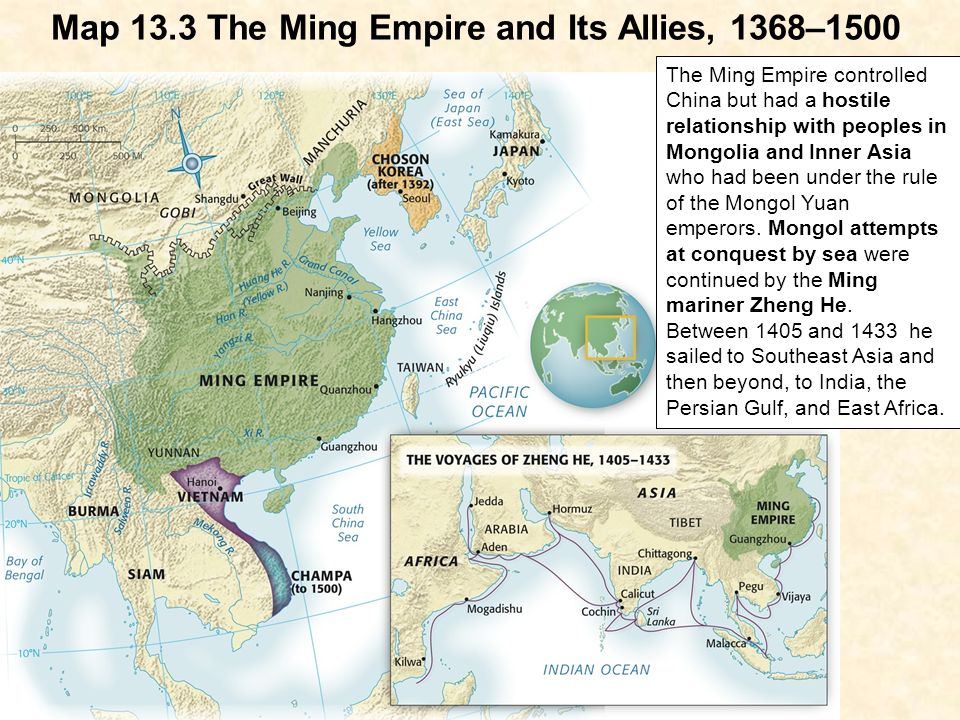 Map 13.3 The Ming Empire and Its Allies, 1368–1500