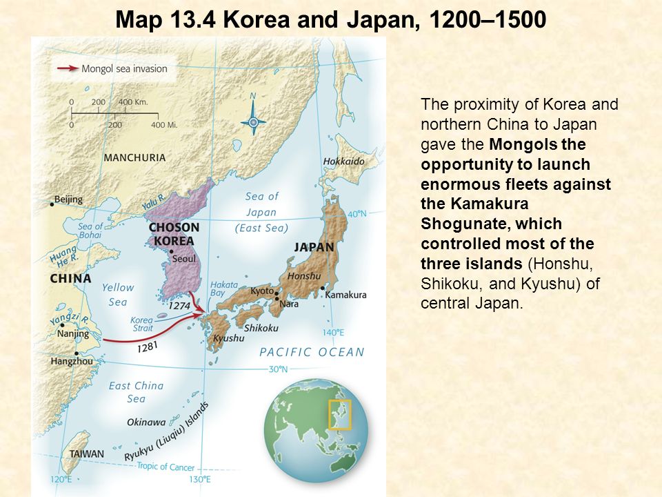 Map 13.4 Korea and Japan, 1200–1500