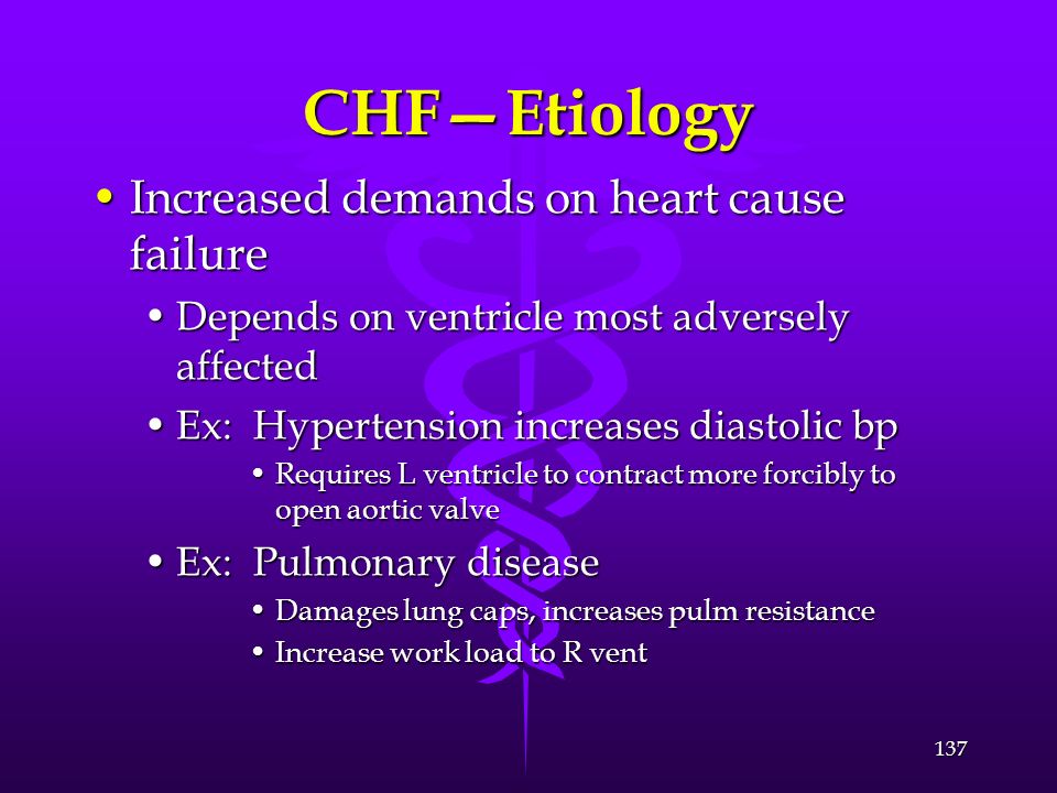 CHF—Etiology Increased demands on heart cause failure