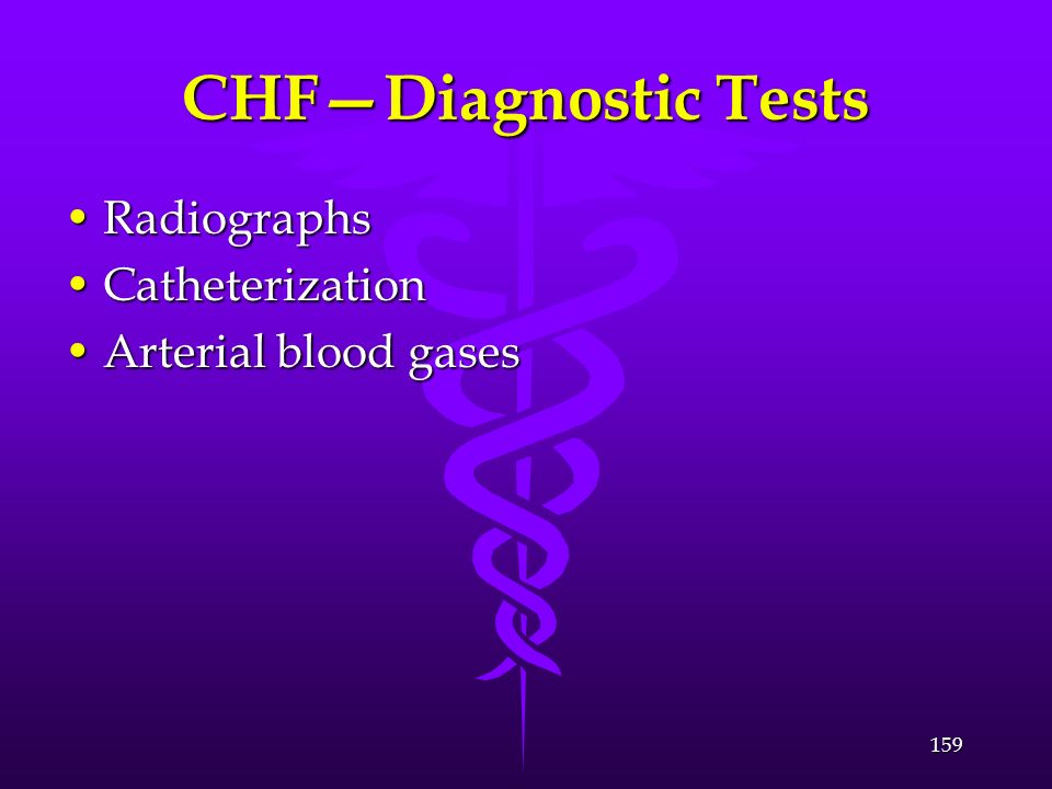 CHF—Diagnostic Tests Radiographs Catheterization Arterial blood gases
