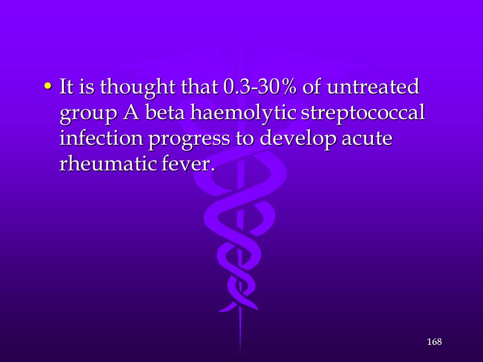 It is thought that % of untreated group A beta haemolytic streptococcal infection progress to develop acute rheumatic fever.