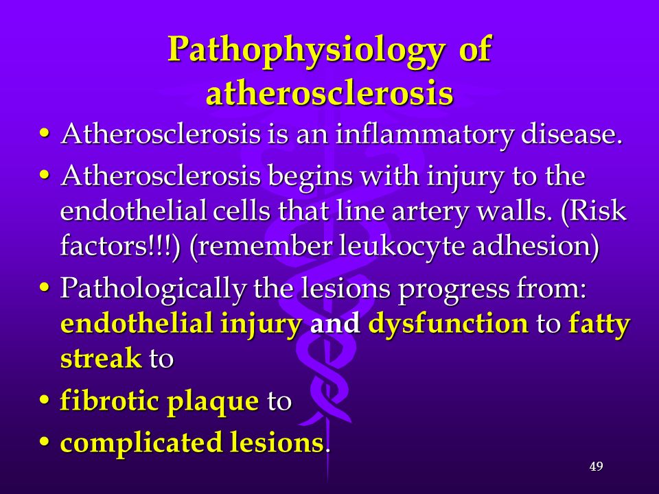 Pathophysiology of atherosclerosis