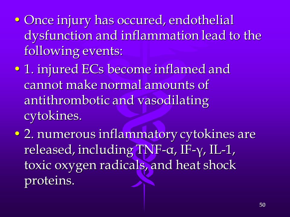 Once injury has occured, endothelial dysfunction and inflammation lead to the following events: