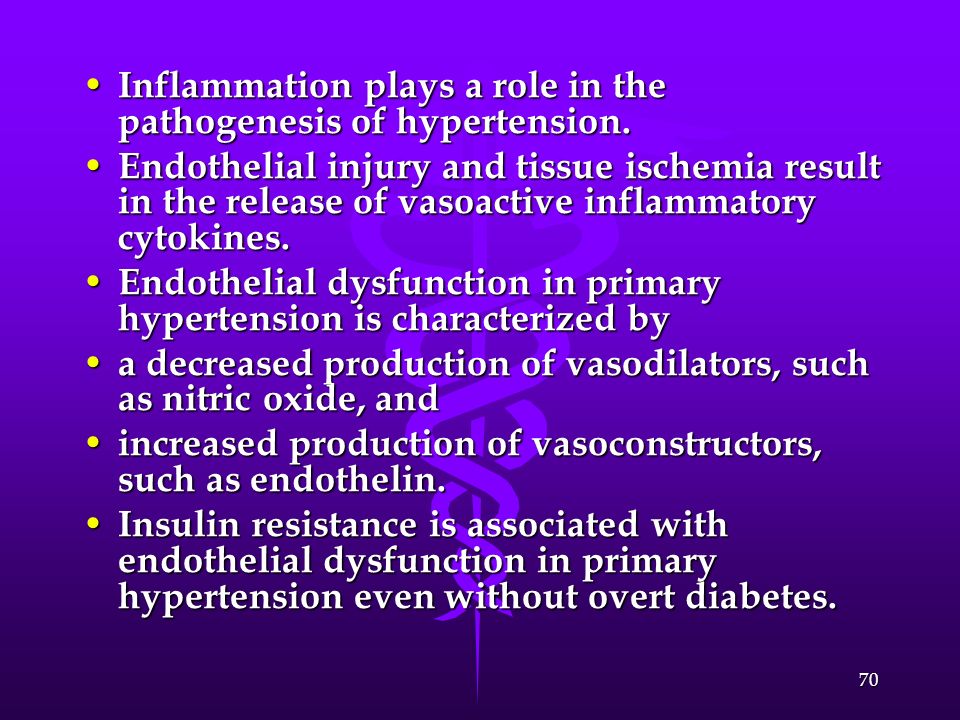 Inflammation plays a role in the pathogenesis of hypertension.