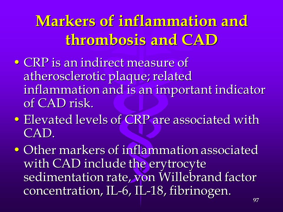 Markers of inflammation and thrombosis and CAD