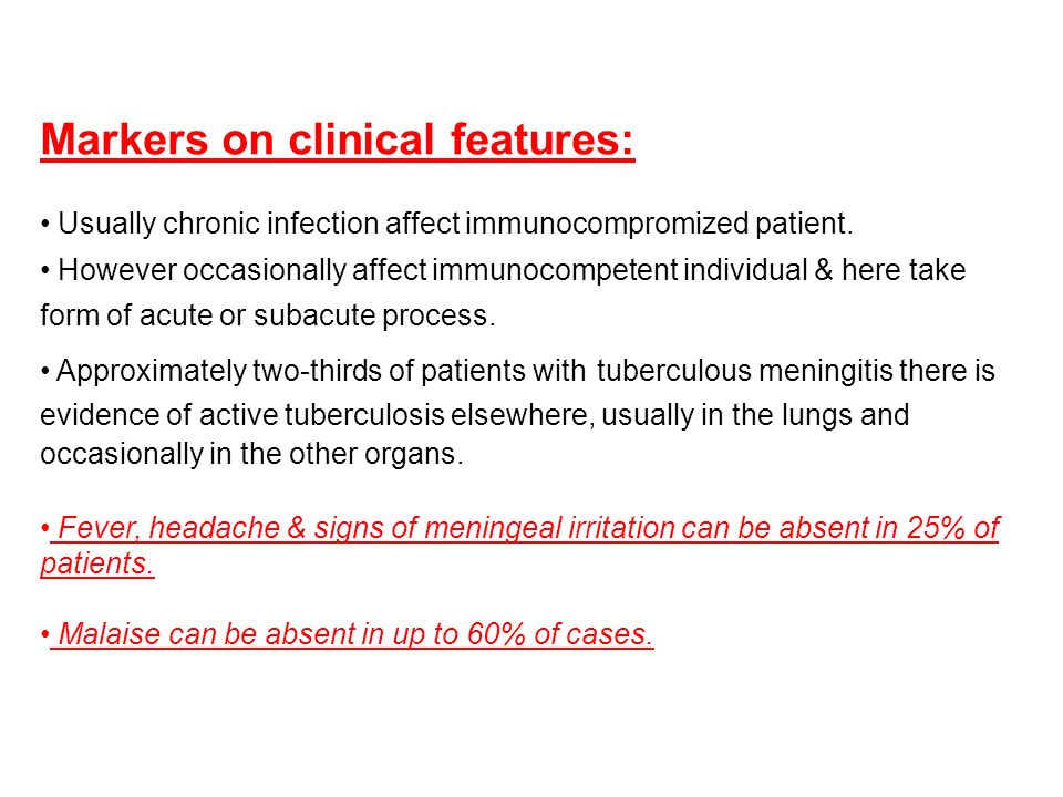 Markers on clinical features: