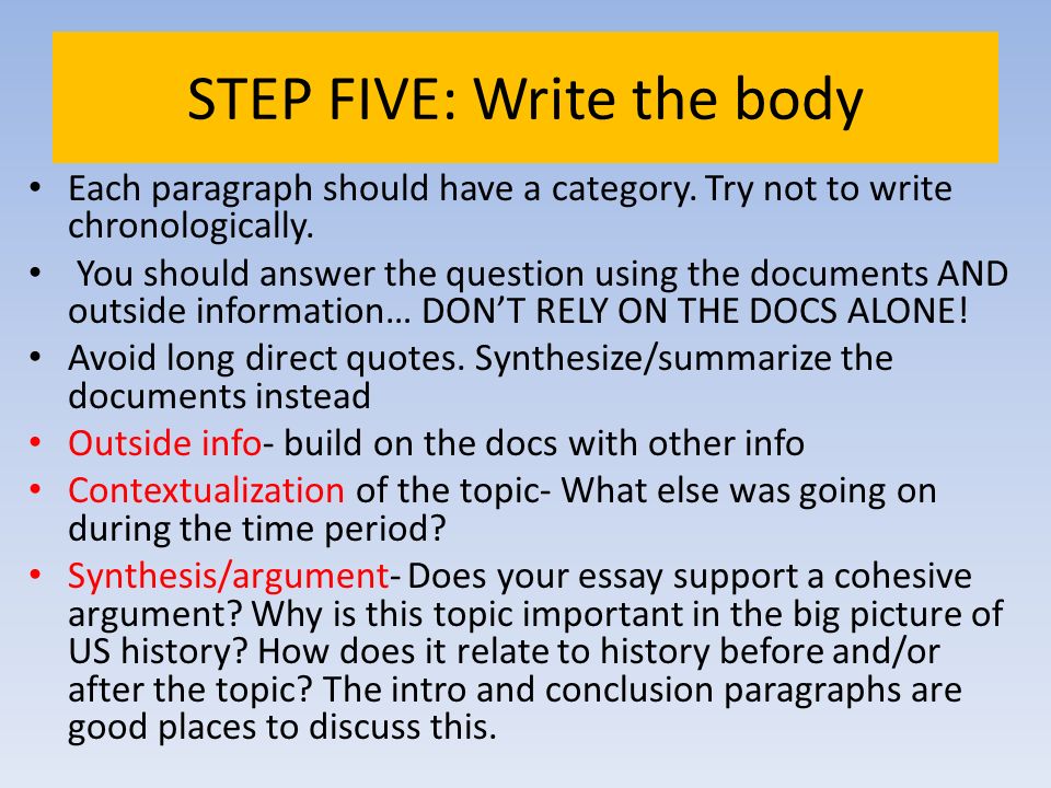 How To Write A Dbq In Apush In Five Easy Steps Ppt Download