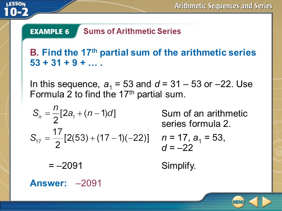 Sum of an arithmetic series formula 2.
