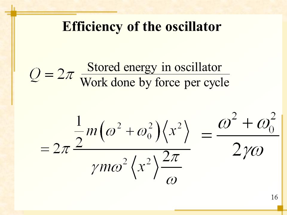 Efficiency of the oscillator
