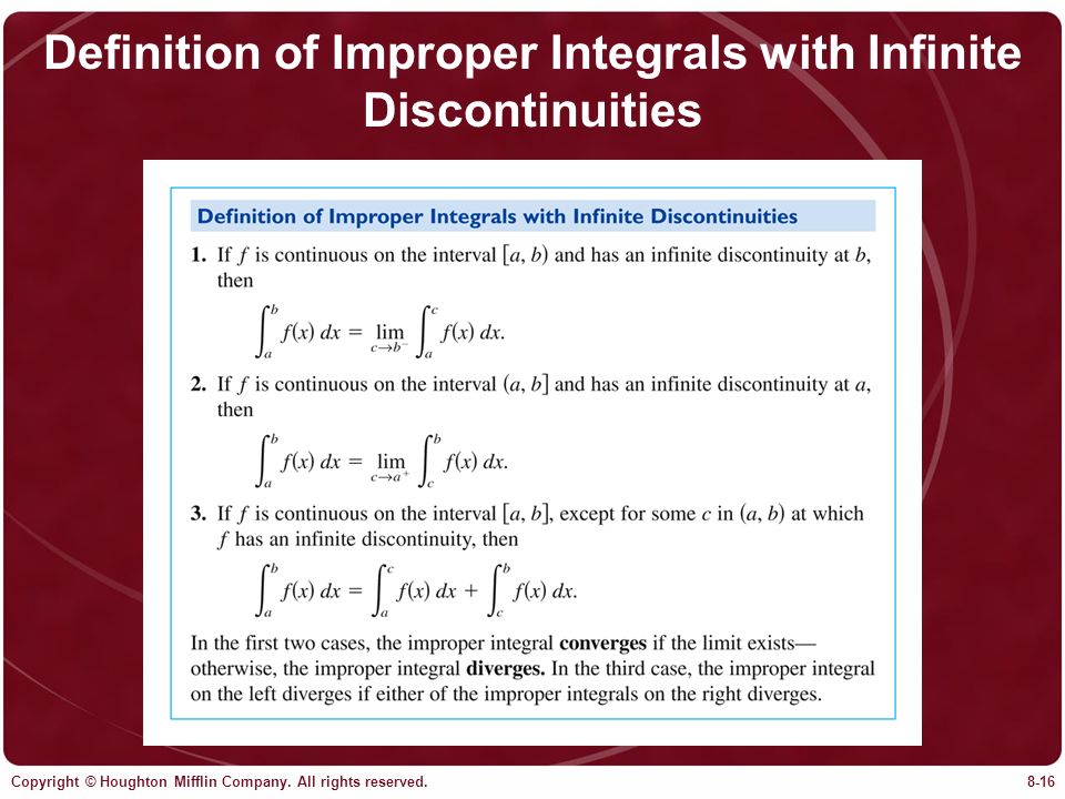 Definition of Improper Integrals with Infinite Discontinuities