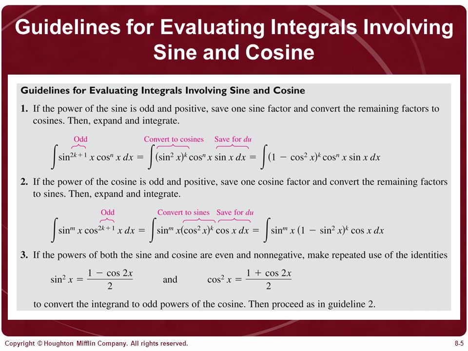 Guidelines for Evaluating Integrals Involving Sine and Cosine