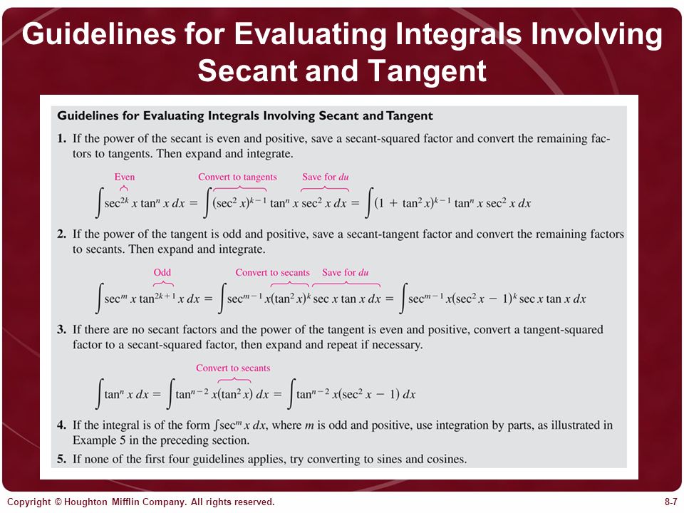 Guidelines for Evaluating Integrals Involving Secant and Tangent
