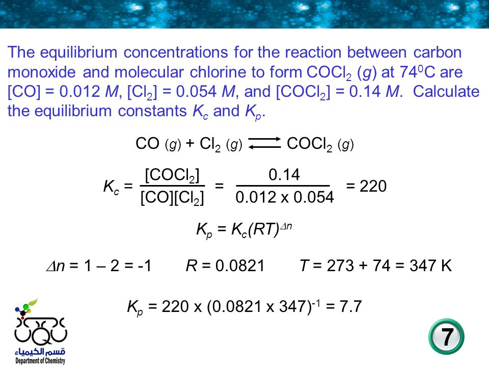 ...(g) at 740C are CO = M, Cl2 = M, and COCl2 = 0.14 M. Calculate... 
