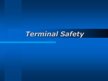 Terminal Safety. Objectives Identify main causes Outline terminal safety organization State the safe working practices.