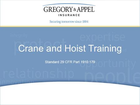 Crane and Hoist Training