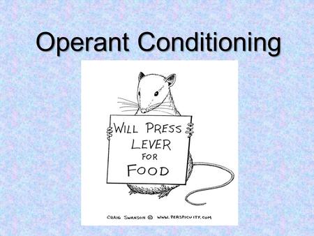 Operant Conditioning. Introduction Through classical (Pavlov) conditioning, an organism associates different stimuli that it does not control. Through.