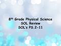 8 th Grade Physical Science SOL Review SOL’s PS.2-11.