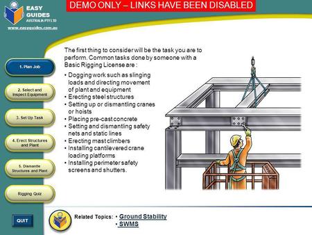 Erecting steel structures Setting up or dismantling cranes or hoists