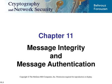 Message Integrity and Message Authentication